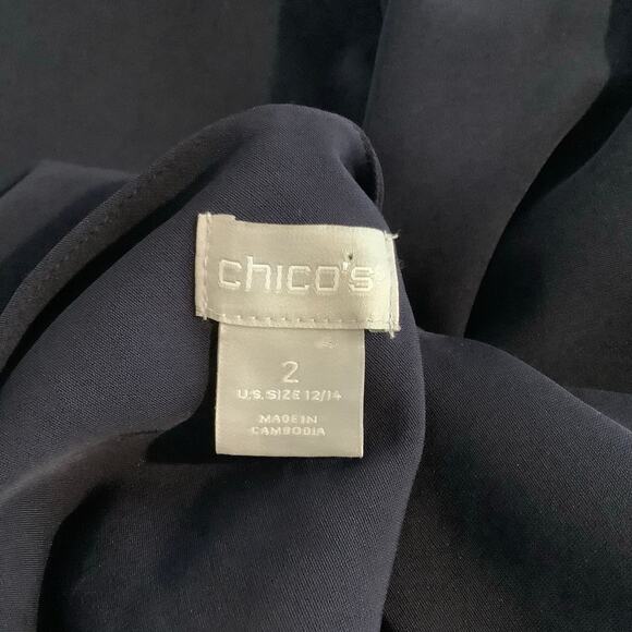 Chico's Navy Blue Long Sleeve Zipper Detail Blouse Top 2 NWT - Picture 5 of 7